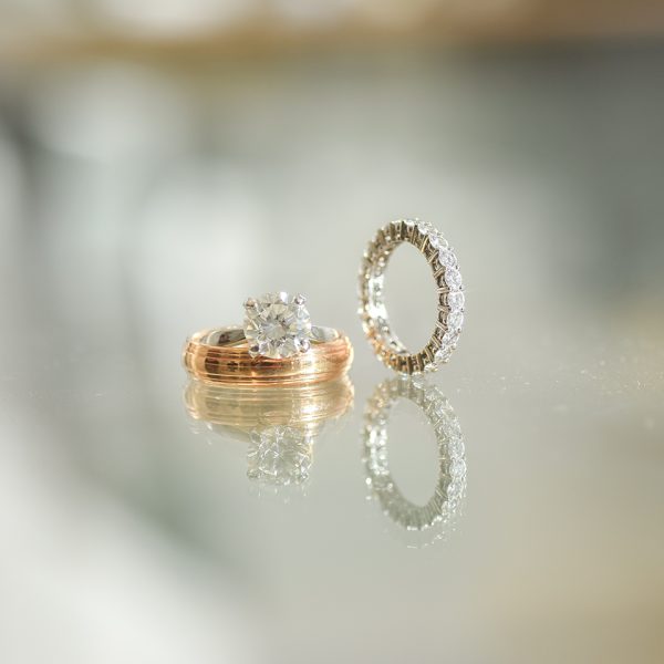 wedding ring reflection on table